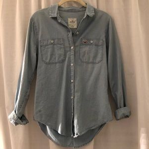Hollister long sleeve denim button up top